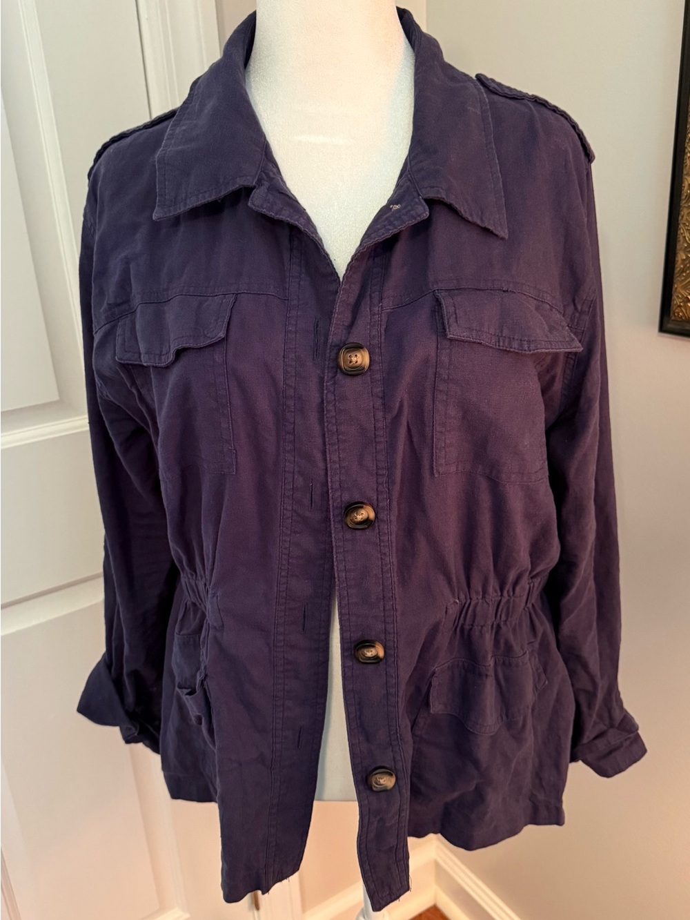 Draper James Deep Plum Utility Jacket with Button Front